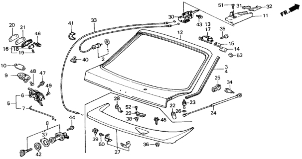 1987 Acura Integra Cable, Tailgate Opener Diagram for 85525-SD2-A01