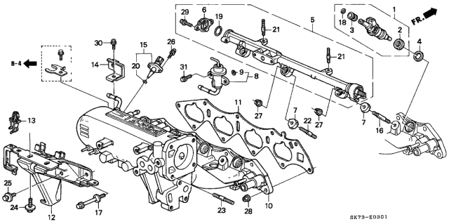 1992 Acura Integra 3 Door GS-R KA 5MT Intake Manifold Diagram