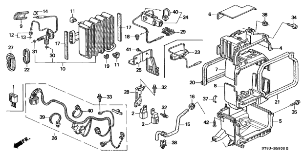 1997 Acura Integra 4 Door GS-R KA 5MT A/C Unit Diagram