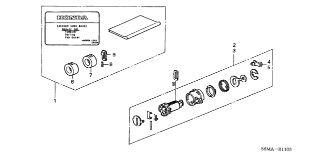 2006 Acura RSX 3 Door BASE KA 5MT Key Cylinder Kit Diagram