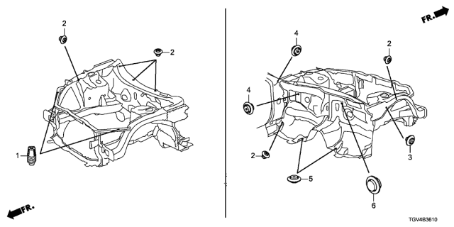 2021 Acura TLX 4 Door ADV KA XAT Grommet (Front) Diagram