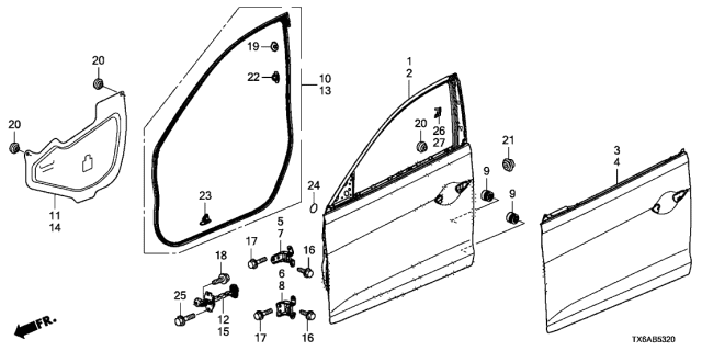 2021 Acura ILX Checker, Right Front Door Diagram for 72340-TX6-A01