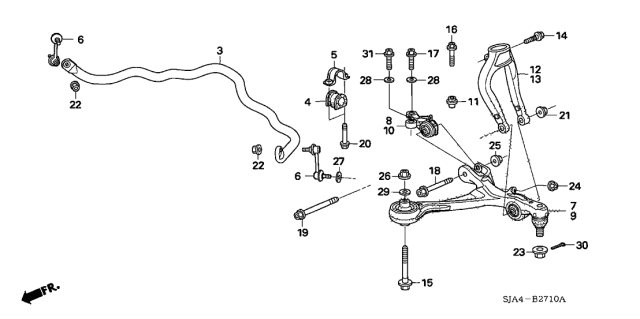 2005 Acura RL Collar, Front Bracket Cam (Lower) Diagram for 51392-SJA-000