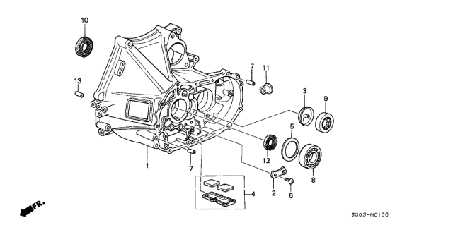 1990 Acura Legend 2 Door STD KA 5MT MT Clutch Housing Diagram