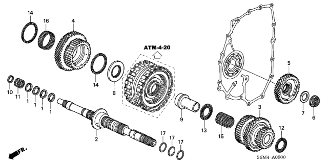 2004 Acura RSX 3 Door BASE KA 5AT AT Mainshaft Diagram