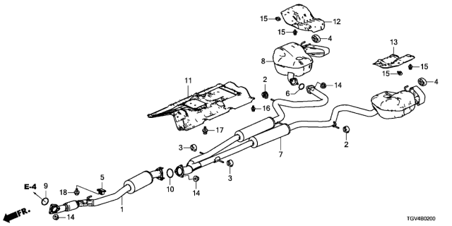 2021 Acura TLX 4 Door BASE KA XAT Exhaust Pipe - Muffler Diagram