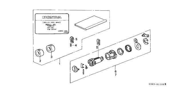 2002 Acura TL 4 Door TL KA 5AT Key Cylinder Kit Diagram