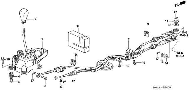 2006 Acura RSX 3 Door BASE KA 5MT Shift Lever Diagram