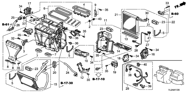 2013 Acura TSX 4 Door TSX V6 KA 5AT Heater Unit Diagram