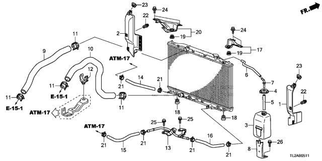 2014 Acura TSX Bracket, Driver Side Radiator Mounting (Upper) Diagram for 74176-TP1-A00
