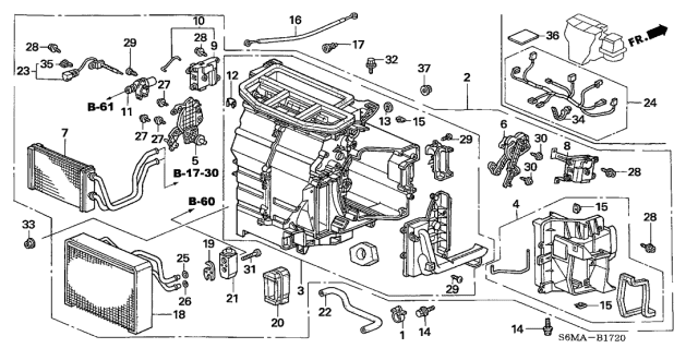 2006 Acura RSX Core, Heater Diagram for 79110-S6M-A01