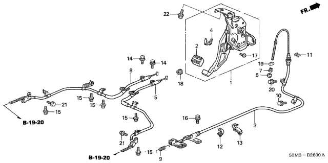 2002 Acura CL Wire, Passenger Side Parking Brake Diagram for 47510-S3M-A02