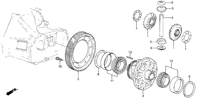 1990 Acura Legend 4 Door L (MOQUETTE) KA 5MT MT Differential Gear Diagram