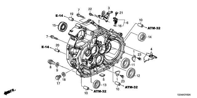2019 Acura MDX Case Complete ,Clutch Diagram for 21110-R9T-000