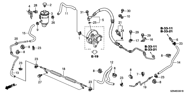 2010 Acura ZDX Power Steering Feed Hose Diagram for 53713-SZN-A01