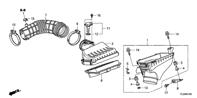 2009 Acura TSX 4 Door TSX (TECH) KA 5AT Air Cleaner Diagram