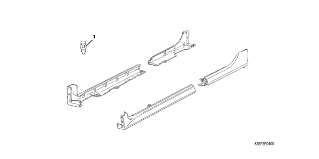 2008 Acura TL 4 Door BASE (NAVIGATION) KA 5AT Side Under Spoiler Diagram
