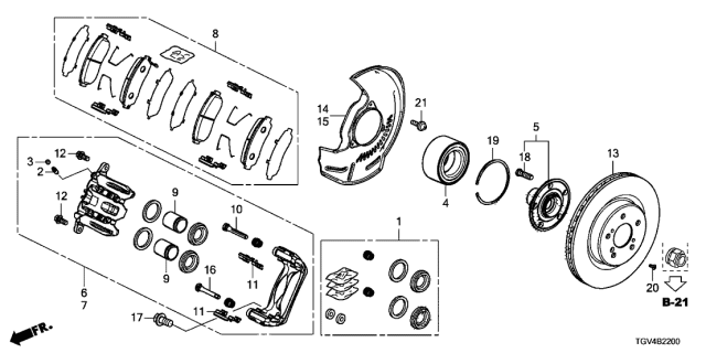 2021 Acura TLX Retainer Diagram for 45237-TK8-A02