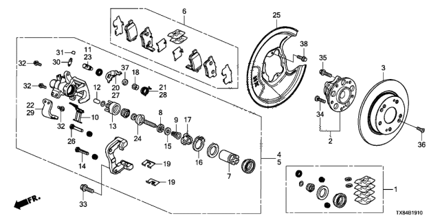 2013 Acura ILX Hybrid 4 Door TECH KL CVT Rear Brake Diagram