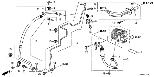 2016 Acura RDX 5 Door TECH (2WD) KA 6AT A/C Hoses - Pipes Diagram
