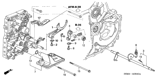 2004 Acura RSX AT Shift Fork Diagram