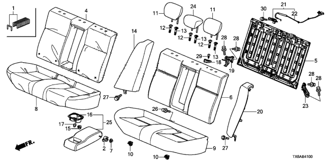 2020 Acura ILX Pad Component , Rear Back Diagram for 82127-T3R-A01