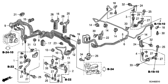 2008 Acura TSX 4 Door TSX KA 6MT Brake Lines (VSA) Diagram