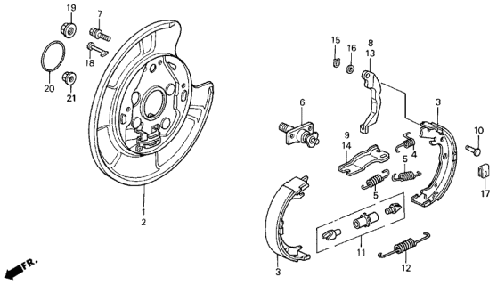 1994 Acura Legend 2 Door LS KA 6MT Parking Brake Shoe Diagram