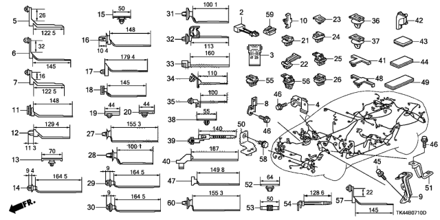 2012 Acura TL 4 Door TECH KA 6AT Harness Band - Bracket Diagram