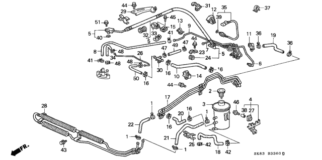 1991 Acura Integra Power Steering Combination Pipe Diagram for 53730-SK7-J54