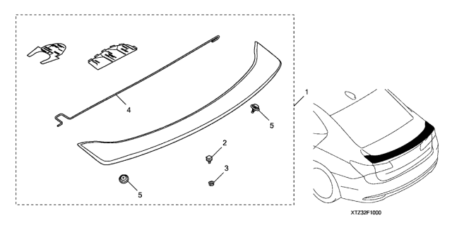 2018 Acura TLX 4 Door 24BASE (L4) KA DCT Deck Lid Spoiler Diagram