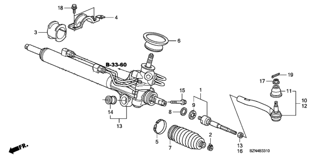 2010 Acura ZDX Rack And Pinion Complete Unit Diagram for 53601-SZN-A51