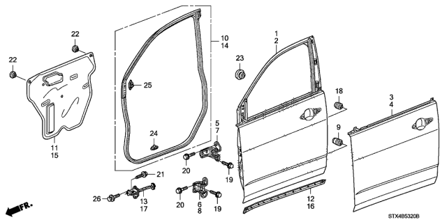 2007 Acura MDX Door Check Diagram for 72380-STX-A02