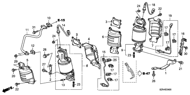 2012 Acura ZDX Exhaust Manifold Diagram for 18190-RYE-A10