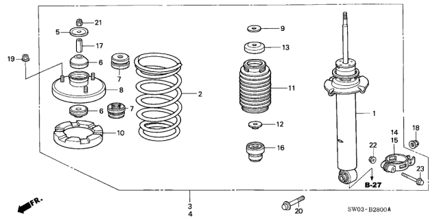 2001 Acura NSX 2 Door NSX-T KA 4AT Front Shock Absorber Diagram