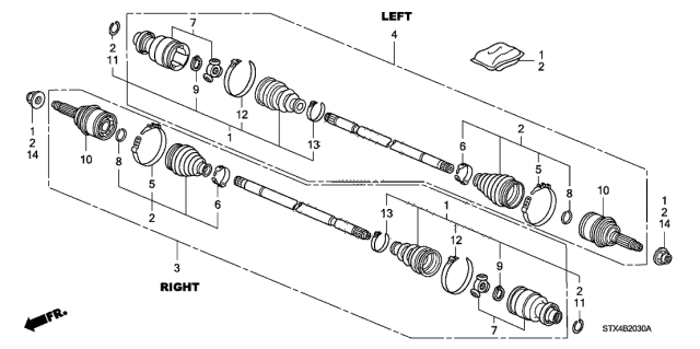 2010 Acura MDX Right Axle Shaft Fits Rear Axle Diagram for 42310-STX-A01