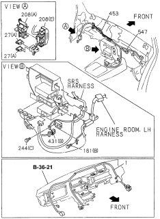 1996 Acura SLX Wire Harness, SRS Diagram for 8-97131-654-2