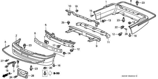 1996 Acura RL Bumper Diagram