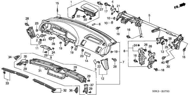 1999 Acura TL Beam, Steering Hanger Diagram for 61310-S0K-A00ZZ
