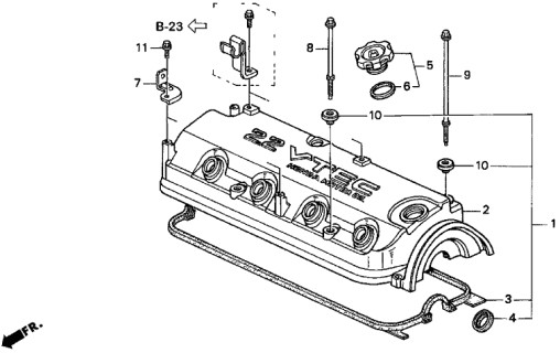 1997 Acura CL Cylinder Head Cover Gasket Diagram for 12341-P0A-000