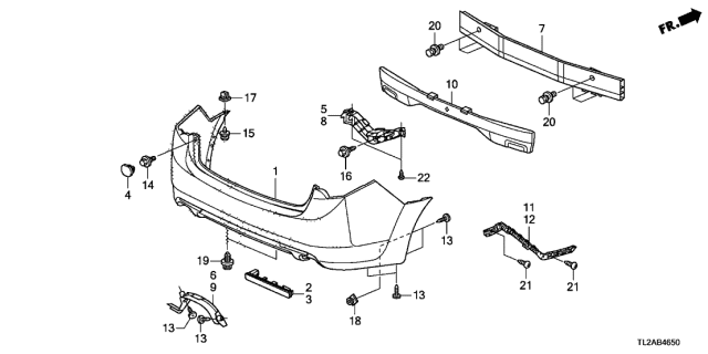 2014 Acura TSX Rear Bumper Diagram