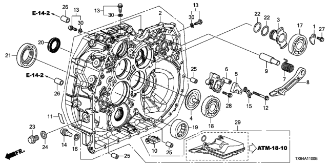 2017 Acura ILX 4 Door TECH (PLUS) KA DCT AT Torque Converter Case Diagram