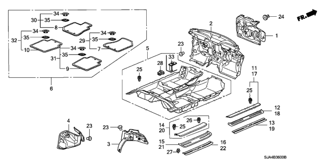 2010 Acura RL Floor Mat Grommet A (Graphite Black) Diagram for 83651-TL2-A01ZA