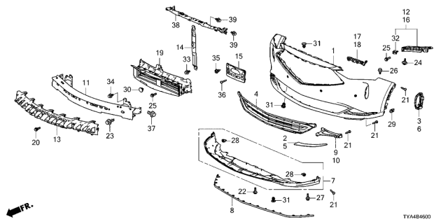 2022 Acura MDX Front License Plate Base Diagram for 71180-TYA-A00