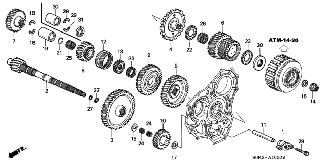 2003 Acura TL Countershaft Diagram for 23220-P7W-040