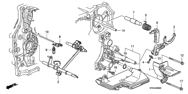 2008 Acura RDX AT Shift Fork Diagram