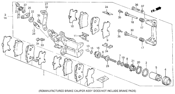 1988 Acura Legend Left Rear Caliper Assembly (Nissin) Diagram for 43230-SG0-003