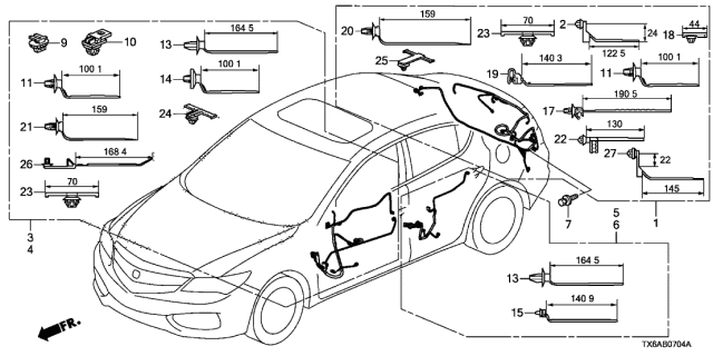 2020 Acura ILX Wire Harness, Left Rear Diagram for 32754-TX6-A01