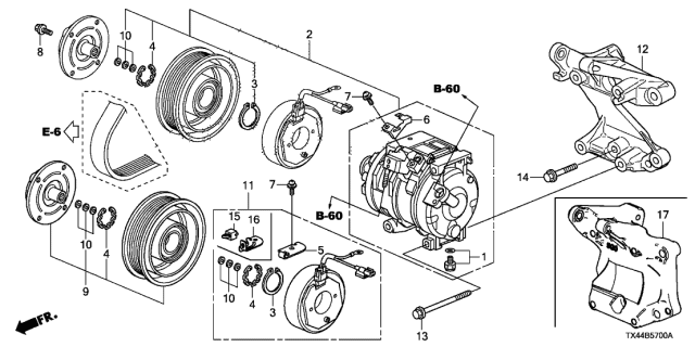 2017 Acura RDX A/C Compressor Diagram