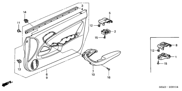 2004 Acura RSX Lining, Passenger Side Door (Graphite Black) (Leather) Diagram for 83533-S6M-A11ZA